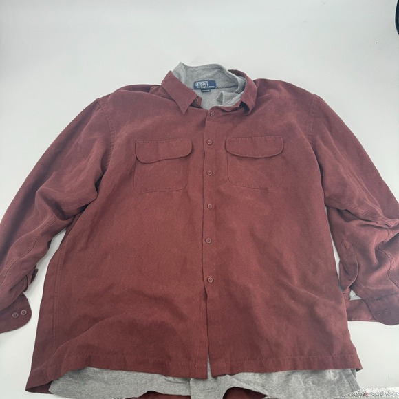Polo Ralph Lauren Soft Suede Shirt Jacket Maroon Men's Layered Look 2XL - Picture 1 of 3